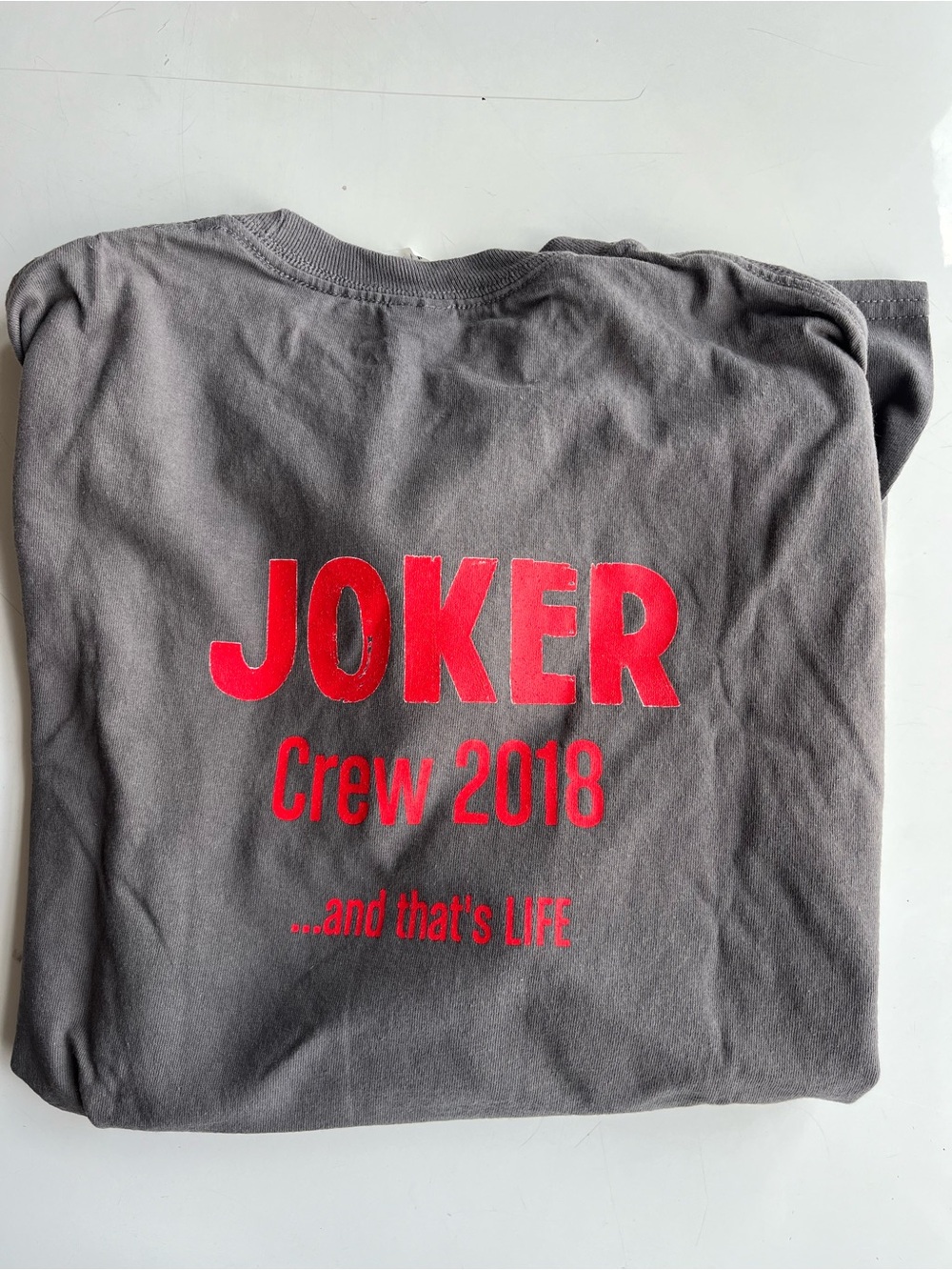 JOKER Crew 2018 Graphic Tee - Charcoal with Red Print